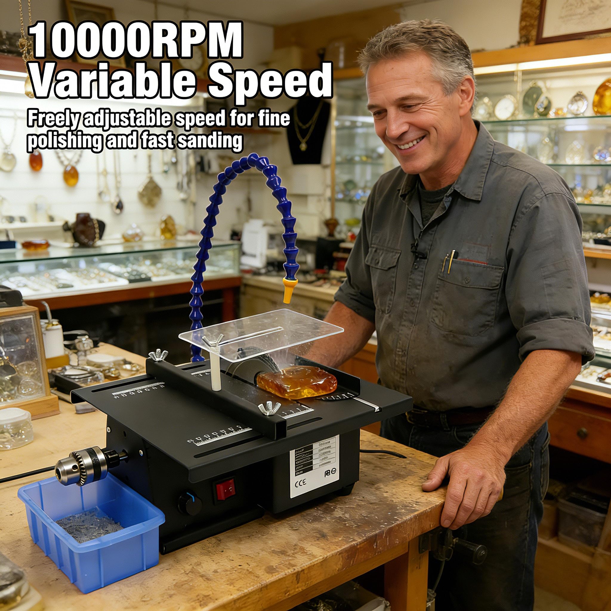 1850W Multifunctional Jade Gem Grinding and Cutting Machine with Table Saw 0-10000RPM